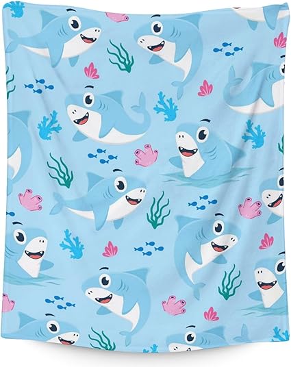 Shark Blanket Gifts - 40"x50" Cute Throw Blanket for Kids & Adults - Blue Soft Fuzzy Blankets for Bed, Couch & Living Room