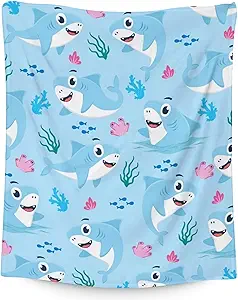 Shark Blanket Gifts - 40"x50" Cute Throw Blanket for Kids & Adults - Blue Soft Fuzzy Blankets for Bed, Couch & Living Room