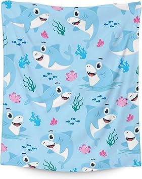 Shark Blanket Gifts - 40"x50" Cute Throw Blanket for Kids & Adults - Blue Soft Fuzzy Blankets for Bed, Couch & Living Room