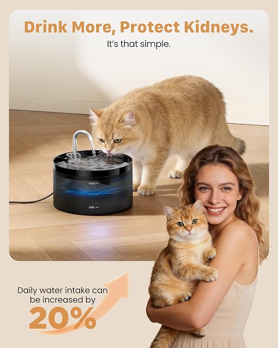 Cat Water Fountain for Drinking: 2L Cat Water Fountain - Super Silent Pet Water Fountain - GIOTOHUN Cats Drinking Fountain for Multiple Petsprom