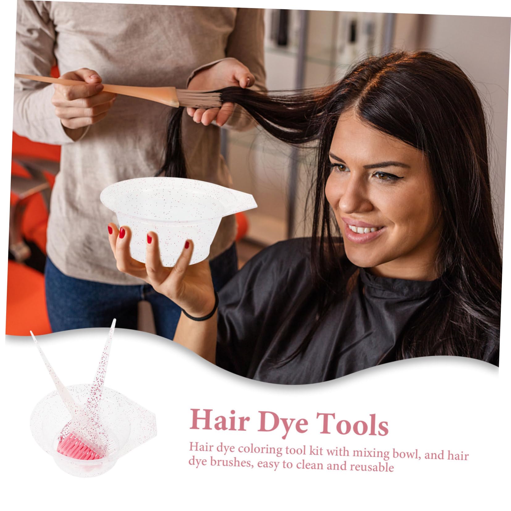 Happyyami 5juegos Kit De Tazón y Pincel Para Teñir Cabello Juego De Herramientas De Coloración Tazón Mezclador y Brochas Reutilizables Para Salones y Casa