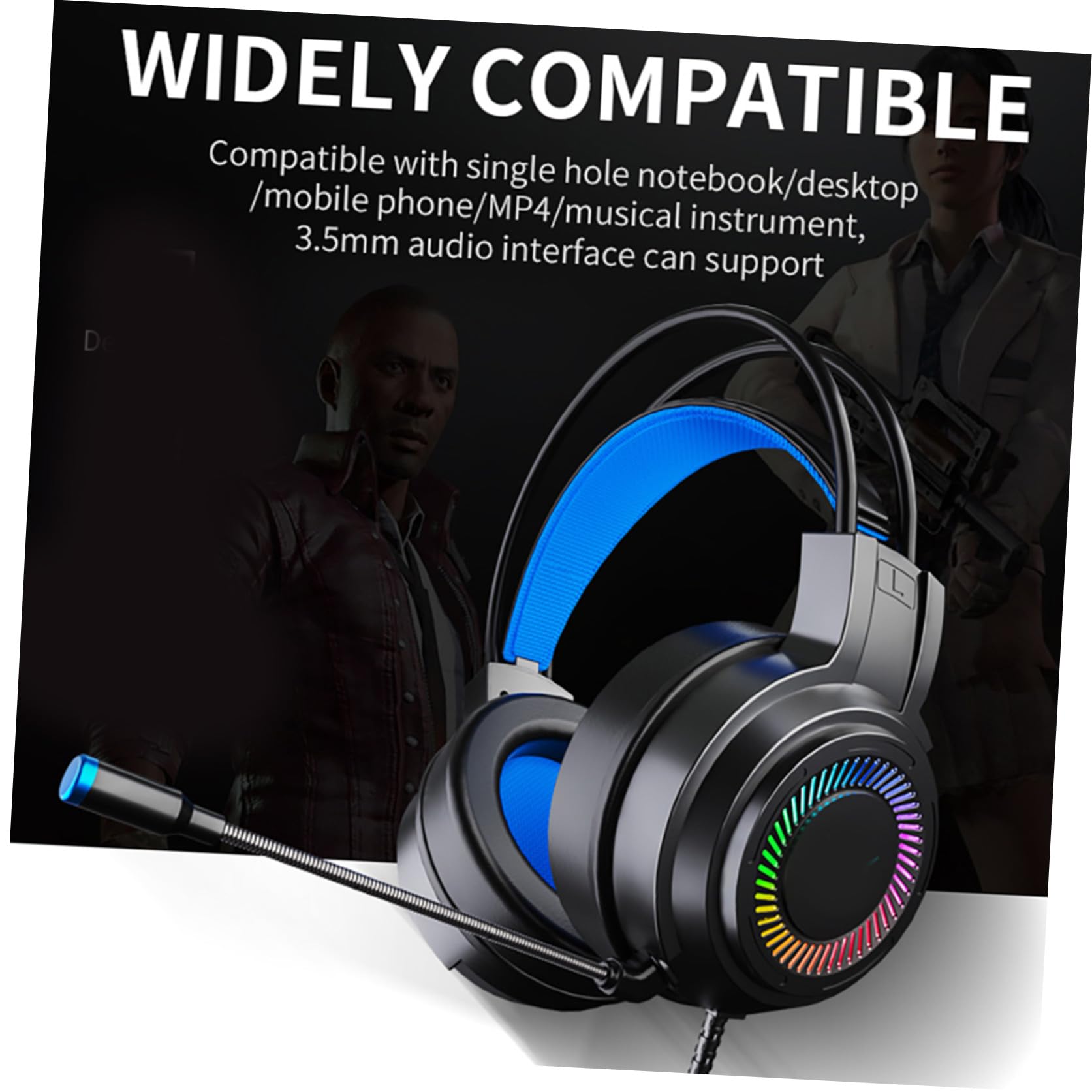 Combo de Teclado, Ratón y Auriculares para Juegos USB 2.0 | Abs Negro, 104 Teclas y 4 Botones, Conector 3.5mm y Altavoz de 50mm, 1 Set