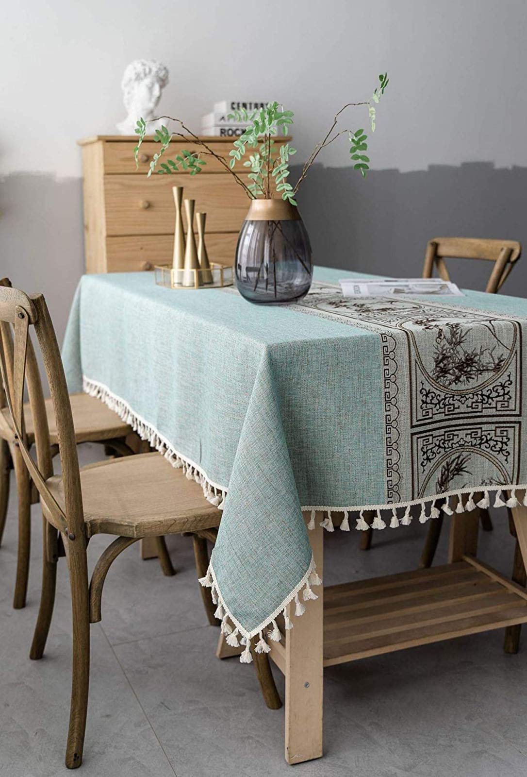 Tovaglia Tovaglia, Stile Fresco e Artistico Biancheria da Tavola in Cotone e Nappe Tovaglie Rettangolari per Tavolino da Salotto, Aspetto Lino Facile da Cura Lavabile, 140x240cm(55x94inch)