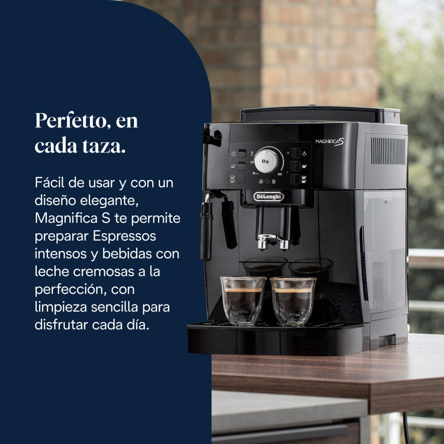 De’Longhi Magnifica S – Perfetto Cafetera Superautomática, Espumador de Leche manual, Espresso y Cappuccino, Panel de Control con Botones, Negro (ECAM11.112.B)