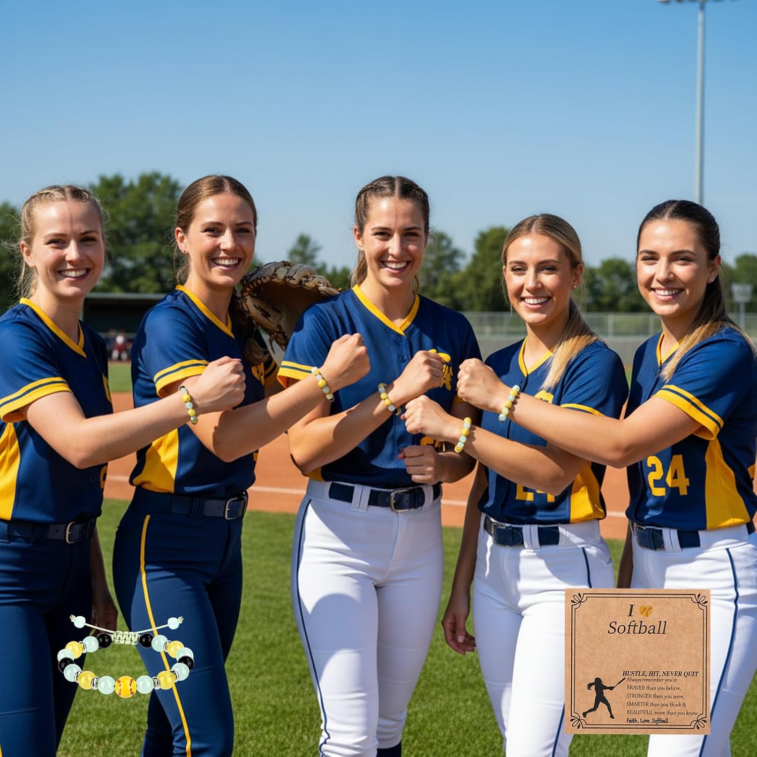 12 Sets Softball Bracelets, Sport Adjustable Softball Beads Charm Bracelets with Inspirational Card, Gifts Trendy Stuff Goodie Bag Stuffers, Softball Gifts for Christmas Birthday Festival - Image 8