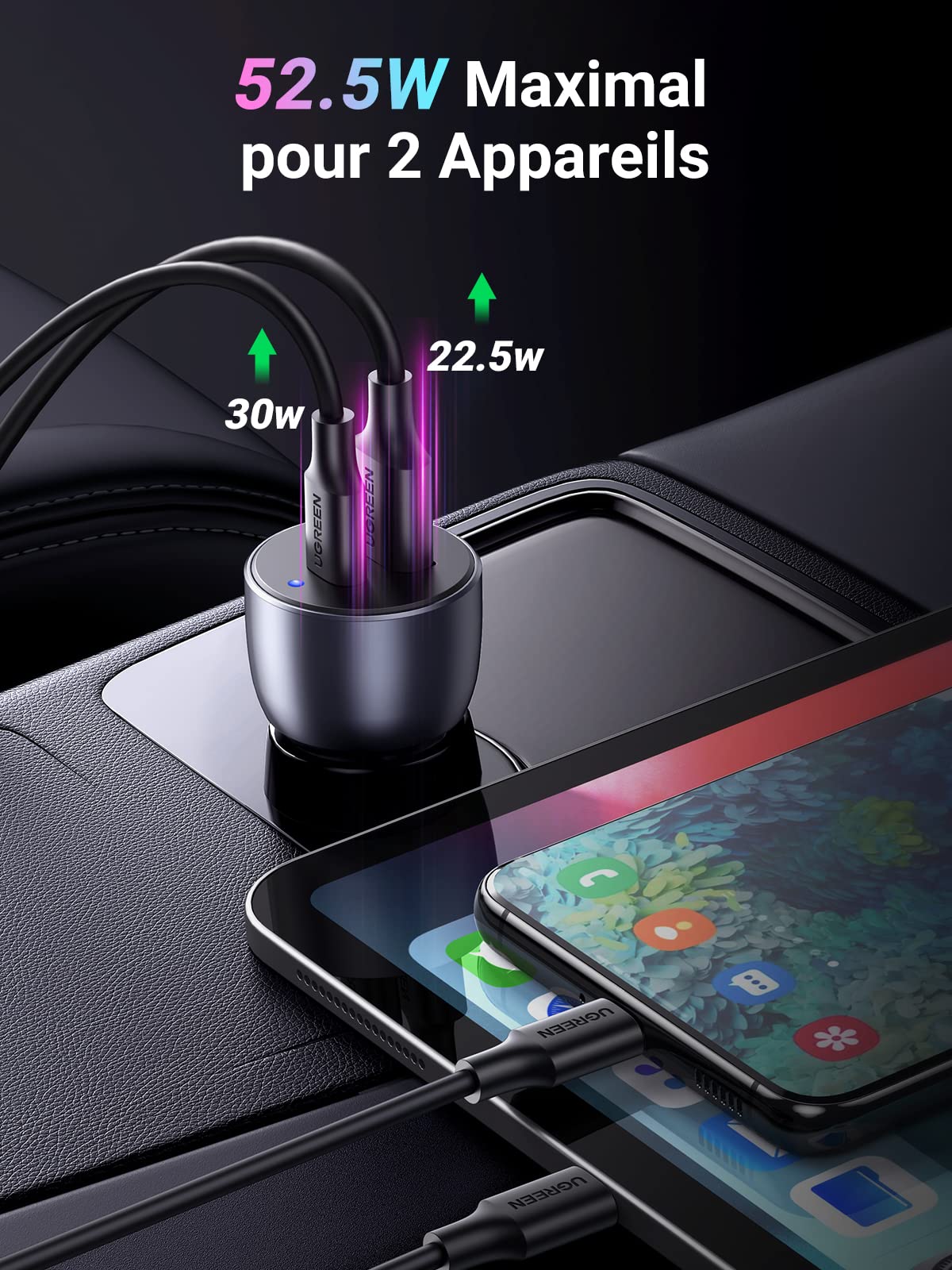 Chargeur Allume-Cigare UGREEN 30W PD/QC - Rapide Et Fiable
