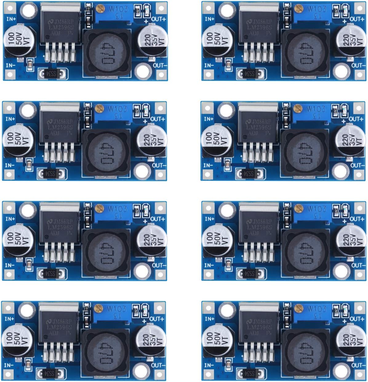[8-Pack] LM2596 DC-DC Adjustable Buck Converter 3-40 V to 1.5-35v Step Down Power Supply High Efficiency Voltage Regulator Module …