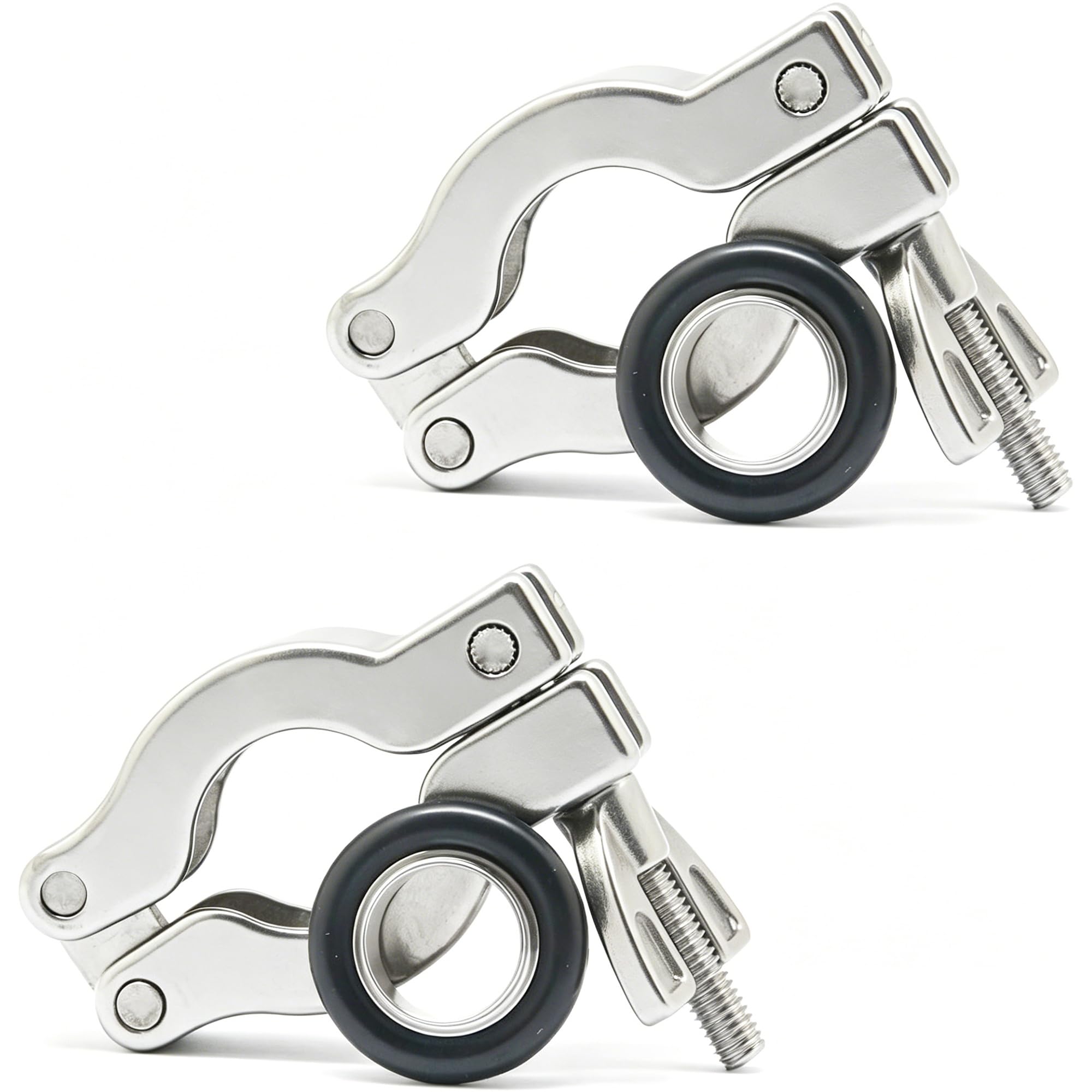 QiiMii KF16 SS304 Wing Nut Hinge Clamp with FKM O-Ring and SS304 Center Ring, 2 Pack