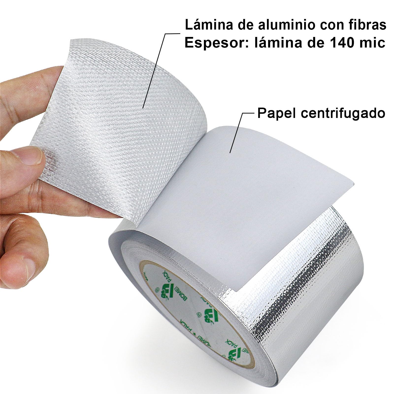 BOMEI PACK Ruban adhésif renforcé en aluminium, 75 mm x 20 m, idéal pour sceller, réparer et isoler les surfaces dans les projets