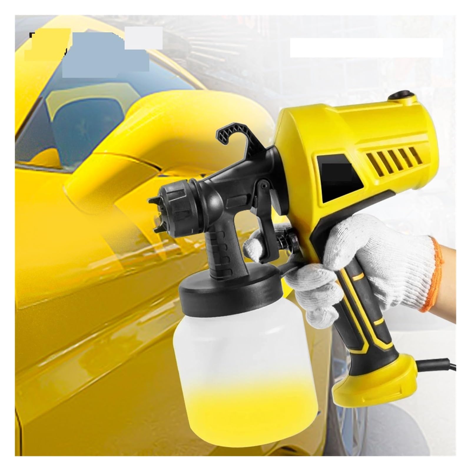 800ML Żółty elektryczny pistolet natryskowy Sterowanie Łatwy w użyciu Malarz natryskowy Narzędzie do zasilania Przepływ Malarz natryskowy Narzędzia do naprawy samochodów Malowanie DIY