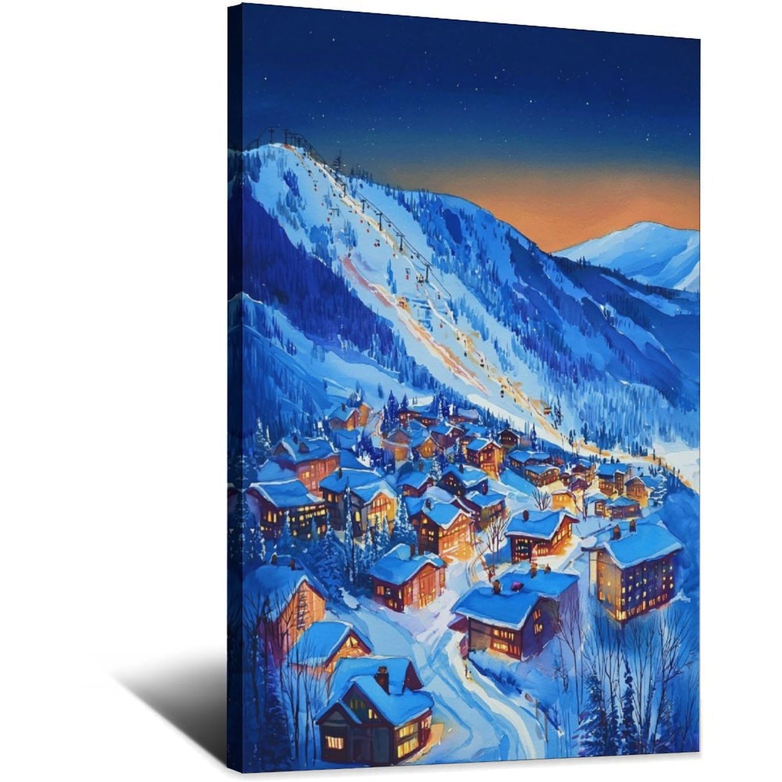 iPuzou Aspen Ski Posters 20x30inch(50x75cm) Vintage Watercolor Canvas Art