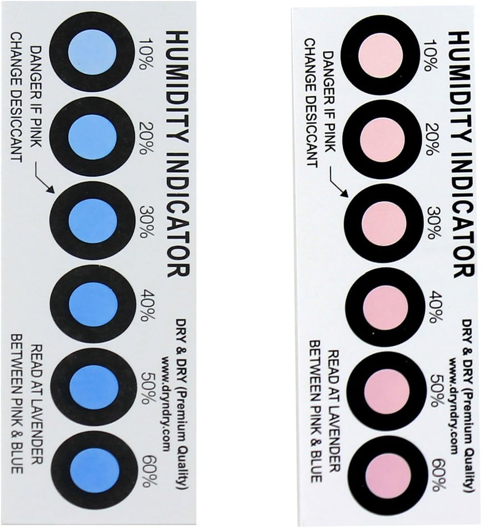 Premium Humidity Indicator Cards (12 Cards) - 10-60% 6 Spot (Reusable)