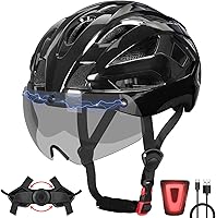 BOTHLIKE Lightweight Adult Bike Helmet for Men Women, Ebike Cycling with LED Tail Light Magnetic Goggles, Adjustable Fit 22.8-24.4"