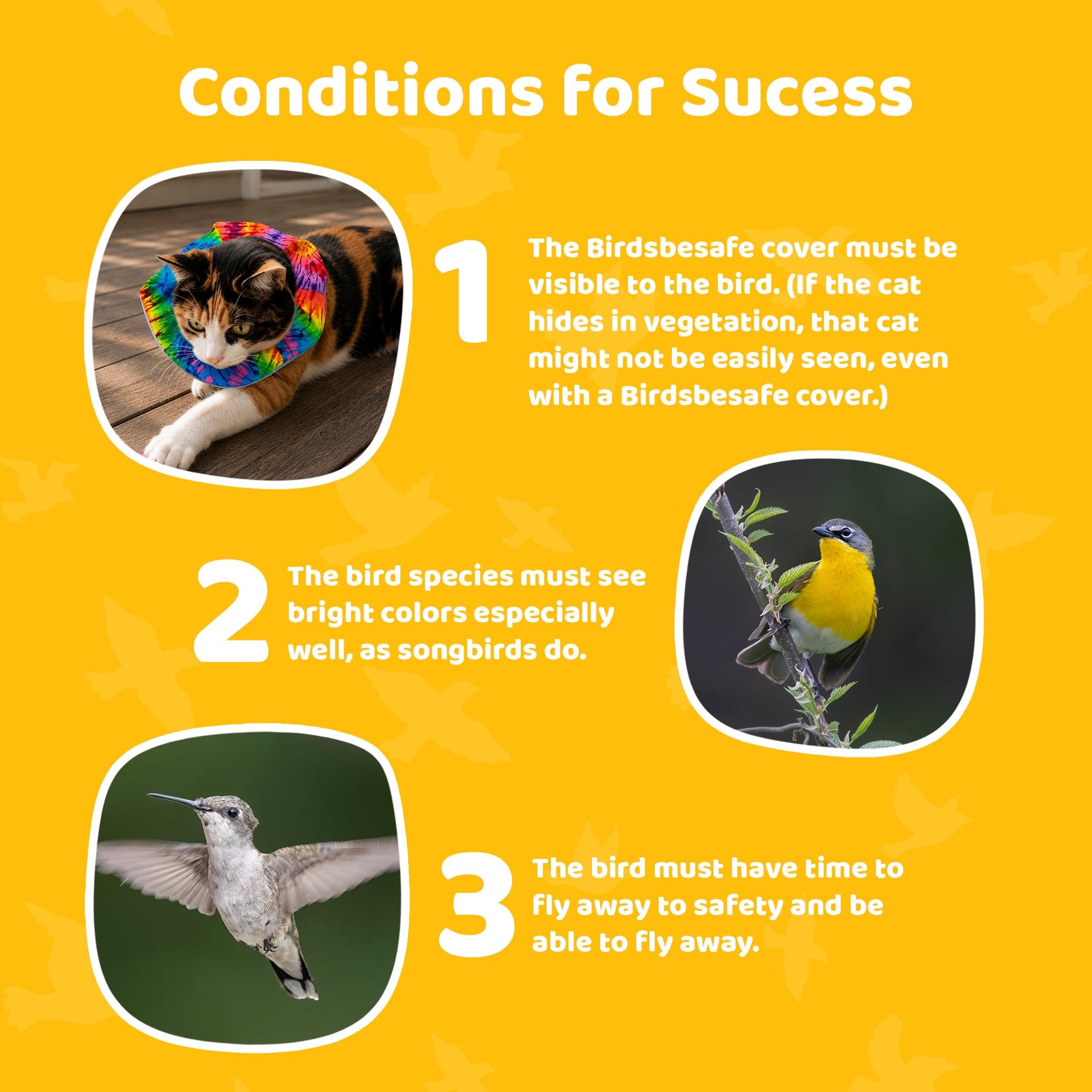 Birdsbesafe® Funda para collar de gato para pájaros, collar de gato con advertencia de pájaros, científicamente probado para ayudar a evitar que tu gato atrape pájaros, 2 fundas para collar de gato y