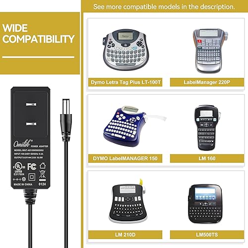 Miniatura 2 de Adaptador de corriente alterna de 9 V compatible con DYMO LabelManager 220P 150 LM500TS Cargador apto para DYMO LabelManager LM-160 LM 210D