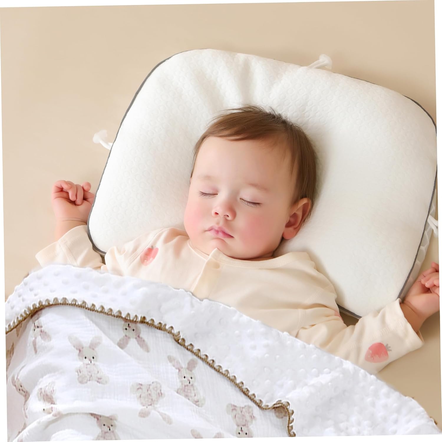 Swaddle Blanket, Baby Blanket, 39x39 Inch Rabbit Pattern Cotton Double Layer Muslin Swaddle with Dotted Backing for Toddler Girls Boys