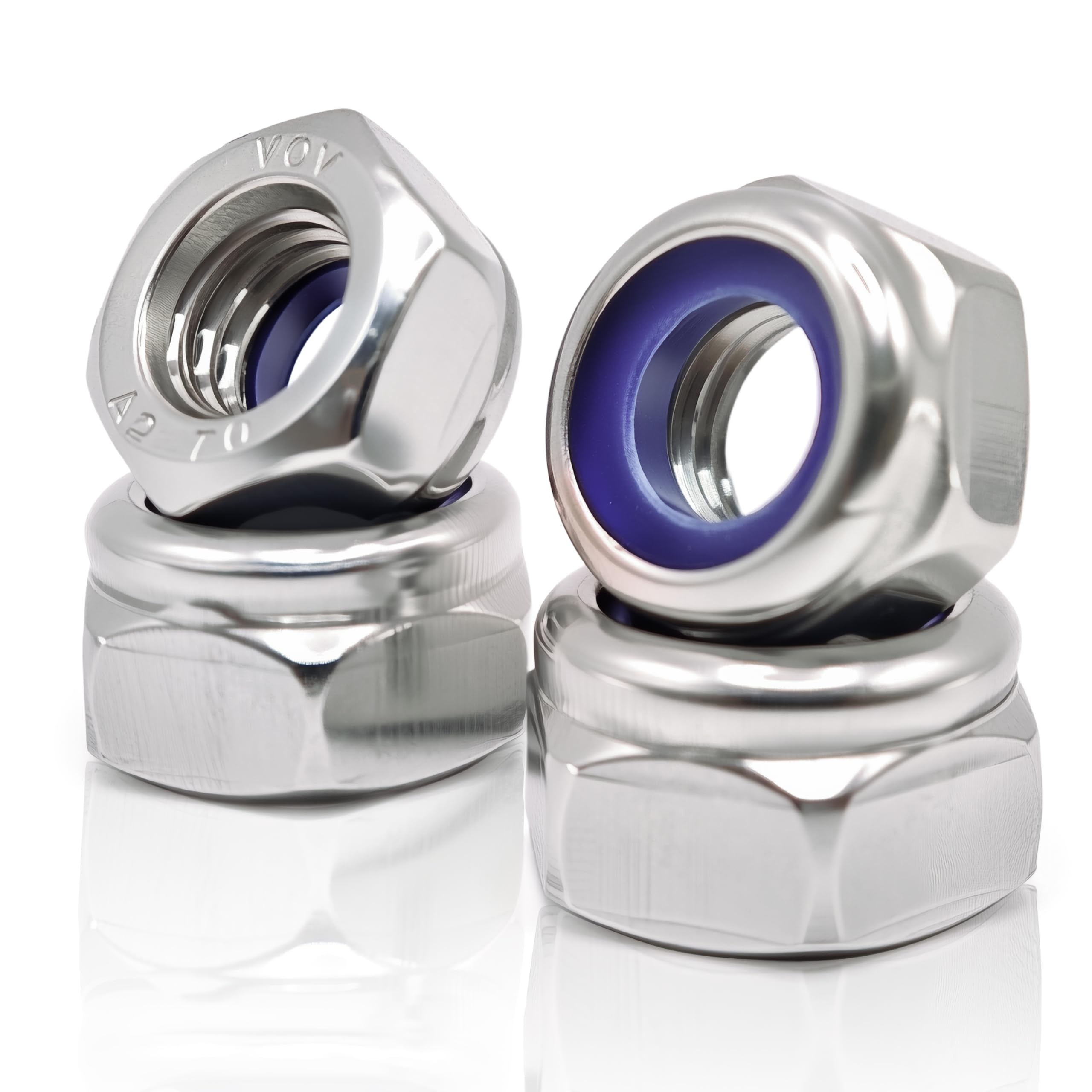 M6 x 1mm Metric Nylon Insert Lock Nuts 30pcs DIN 985 Locknuts 304 Stainless Steel Hex Nylock Nuts
