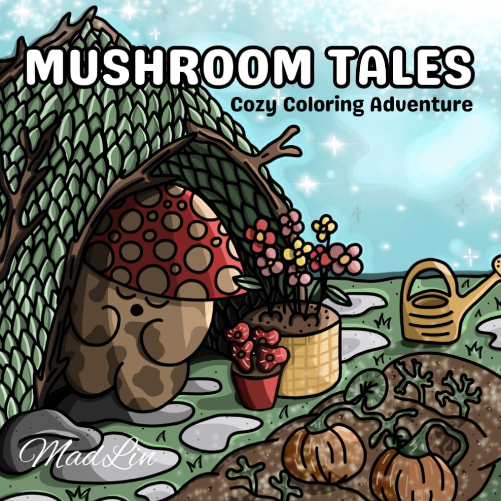 Mushroom Tales: A Cottagecore and Woodland-Inspired Coloring Adventure for Adults and Teens