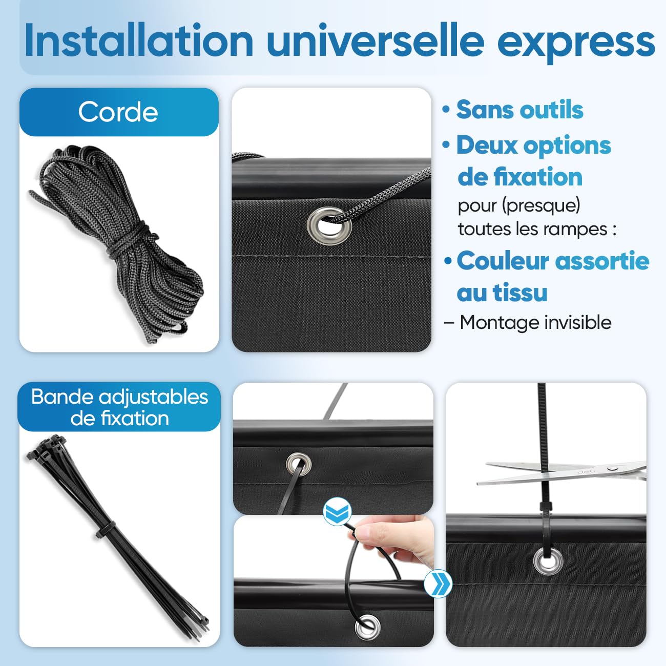 Sekey Brise-Vue pour Balcon Couverture de confidentialité Écran Polyster Vent Protection UV Opaque Résistant aux Intempéries, avec Attaches de câble et Cordons, 90 x 400cm Noir