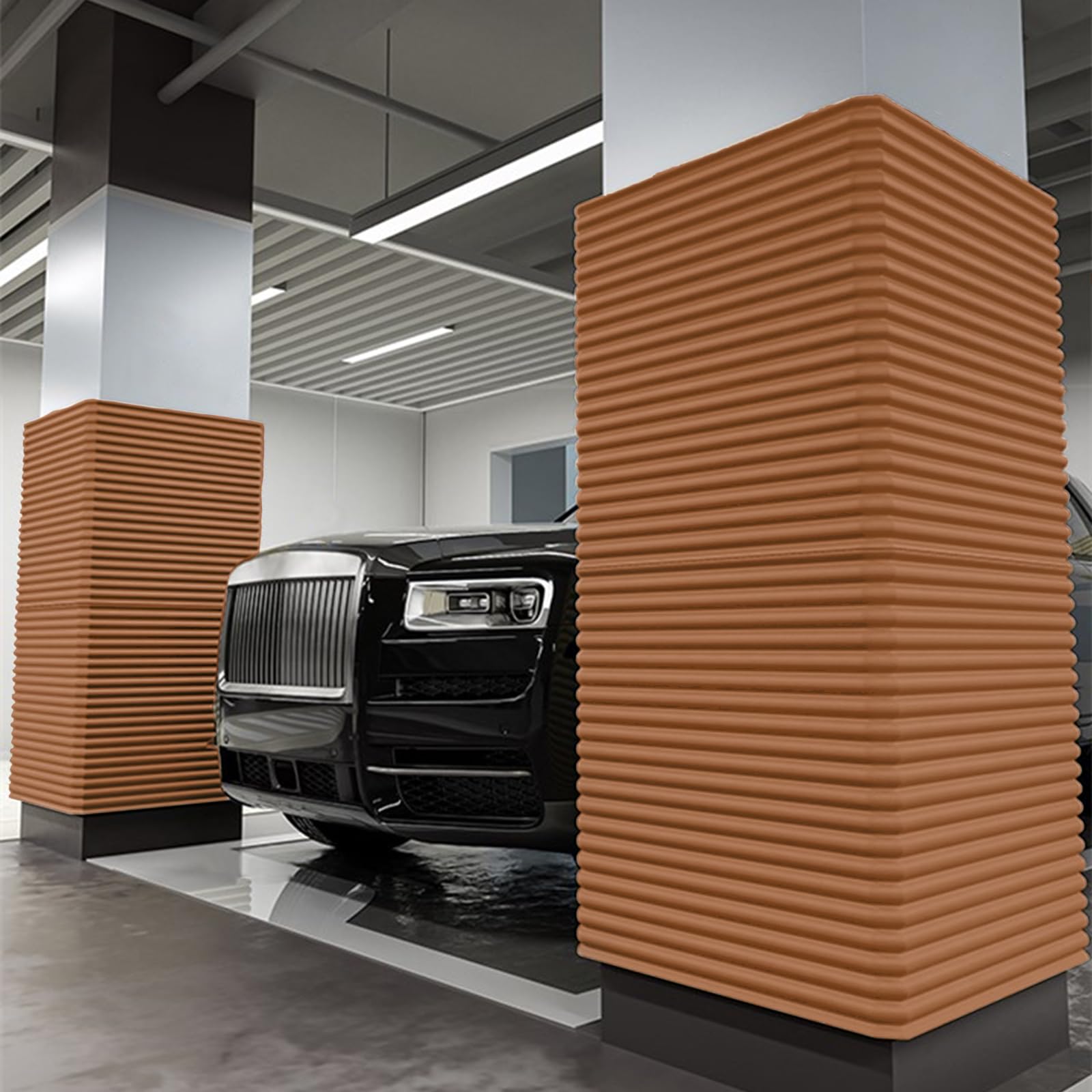 Protector Columnas Garaje, Protector Pared Garaje Autoadhesivos, Protectors Pared Garajes, Protección para Borde de Puerta del Coche Khaki 11.8x78.7in/30x200cm 6PCS