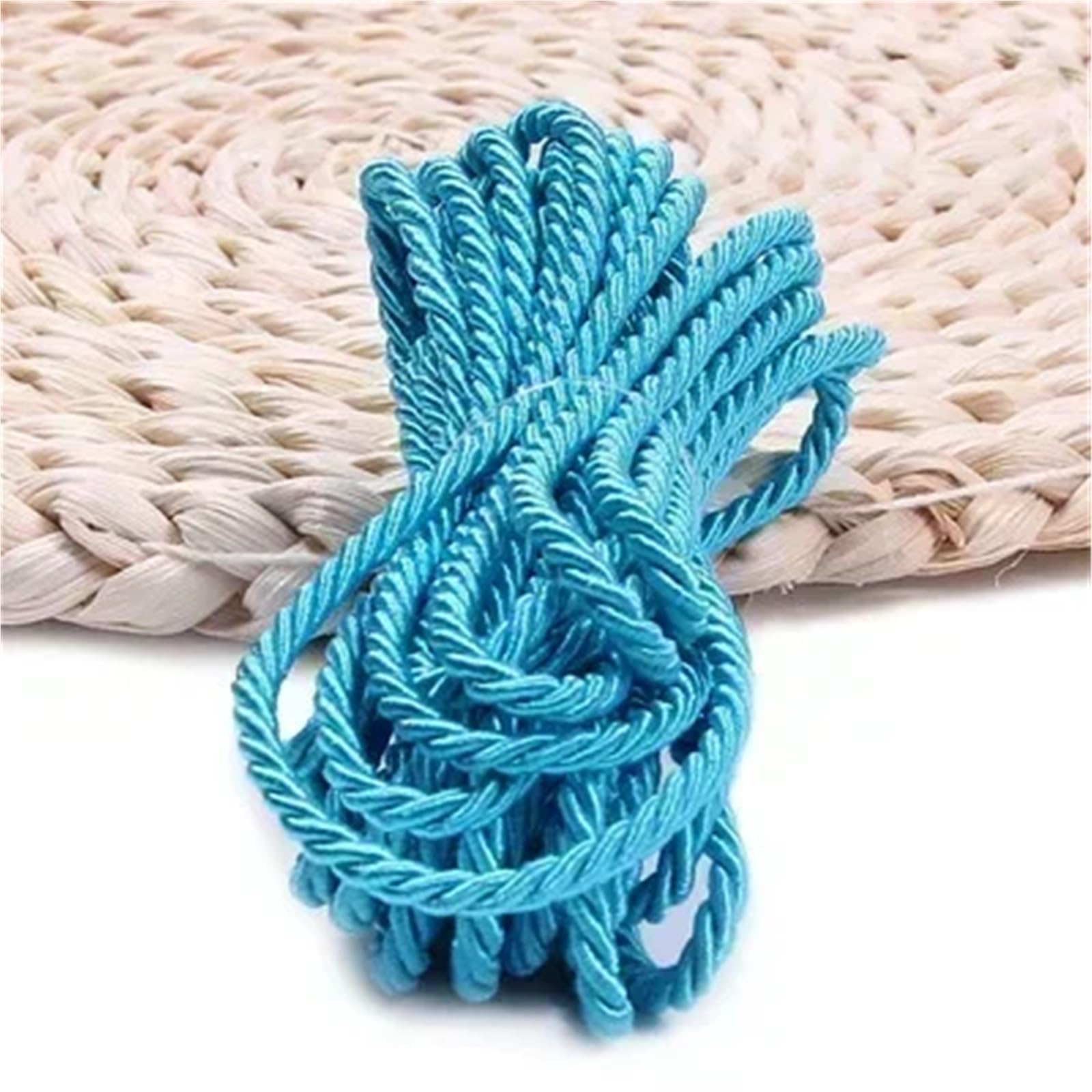 Polyester Rope 2Pcs 3 Shares Twisted Rope Polyester Braided Cords Garment Bag Strap Decor Ropes DIY Home Textile Sewing Accessories(SkyBlue)