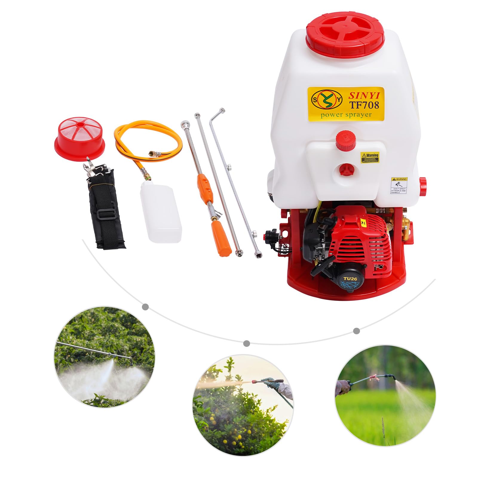 Opryskiwacz do plecaka, 20 l, zasilany benzyną 25,4 cc, wysokość 8 m i szelkami, 0,7 kW, opryskiwacz ciśnieniowy, opryskiwacz ciśnieniowy do roślin, do gospodarstwa i ogrodu