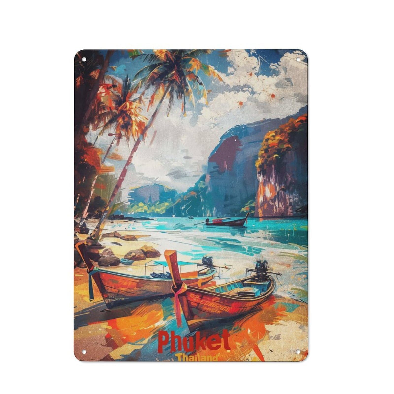 Junmoney Phuket Art For Garden Room Or Summerhouse, Vintage Tin Sign 40X30cm, For Display In Garden Rooms And Summerhouses