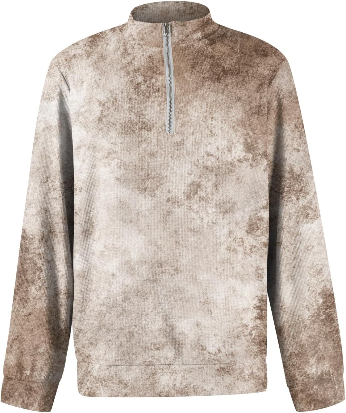 RTRDE Men's Long Sleeve 1/4 Zip Henley Shirts Tie Dye Print T-Shirt Pullover, M-3XL