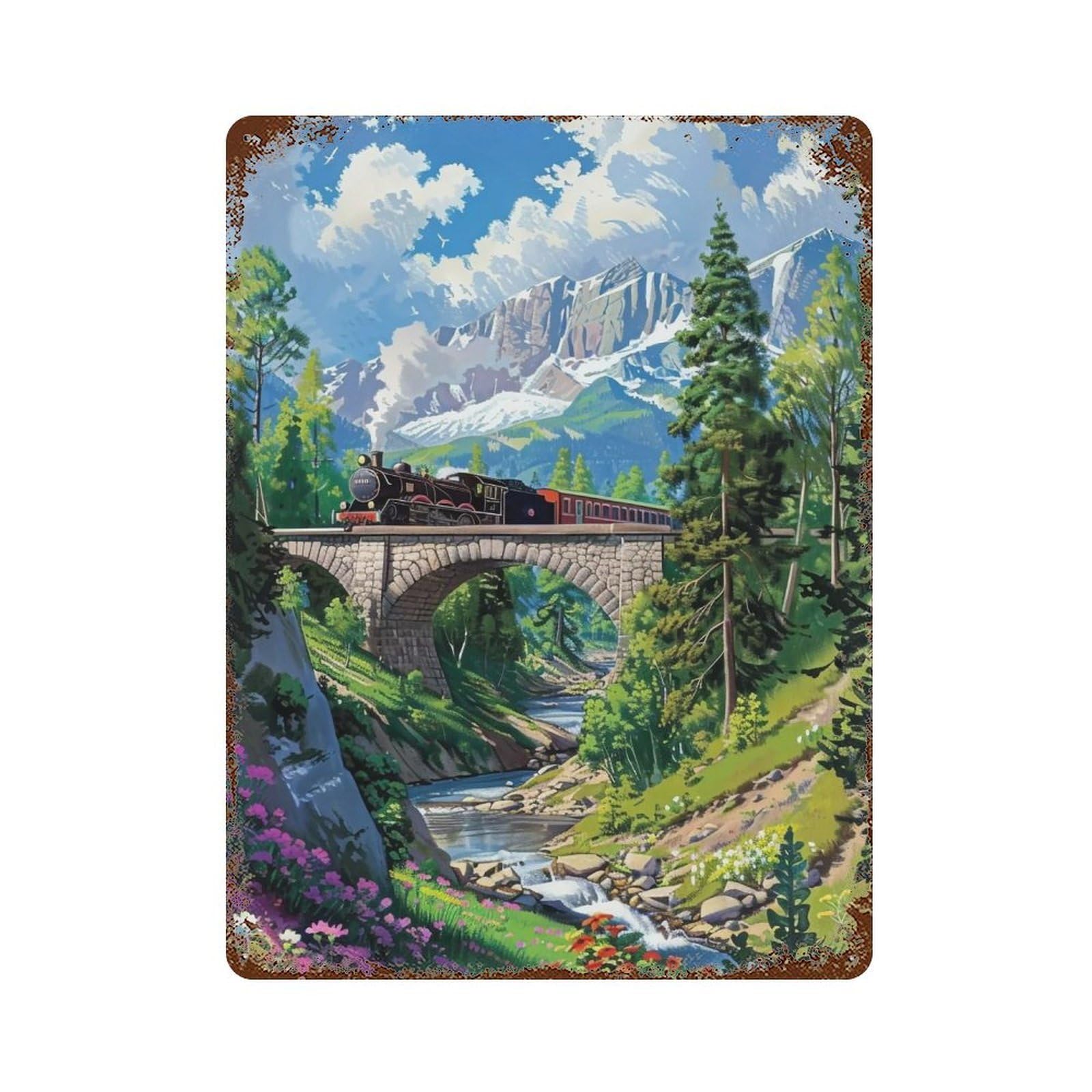 HDURYEYRYY Alpine Steam Journey 02 Wall Retro Iron Vintage Art Metal Tin Sign Poster Modern Home Cofffee Club Art Bar Shop Decor 40x30cm