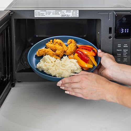 Miniatura 6 de Grow Forward Platos de paja de trigo de alta calidad, platos de plástico duro reutilizables de 10 pulgadas, juego de 8 platos irrompibles aptos para