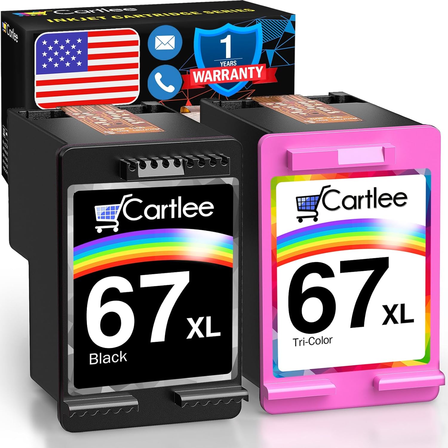 Cartlee Remanufactured Ink Cartridge Replacement for HP Ink 67 XL for HP 67xl Ink cartridges Black Color Combo Pack 67 cartridges Black Color Combo Pack 67xl Printer Ink Envy 6000