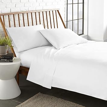 LaxLinen King Size Bed Sheets Set- 4 Pcs- Extra Deep Mattress Fits Up to 8"-12" inch Pocket Fully Elasticized Egyptian Cotton Sheets Long Staple Bedding Sets White Solid, King-76" X 80"