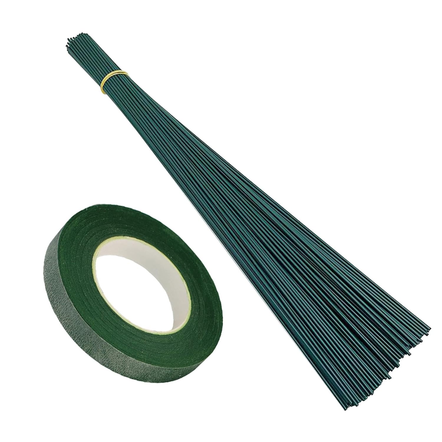 150 Pcs 18 Gauge Green Paper Covered Floral Wire Stems with Tape, Artificial Flower Making, for Crafts, Wreaths, Flower Arrangements and DIY Projects
