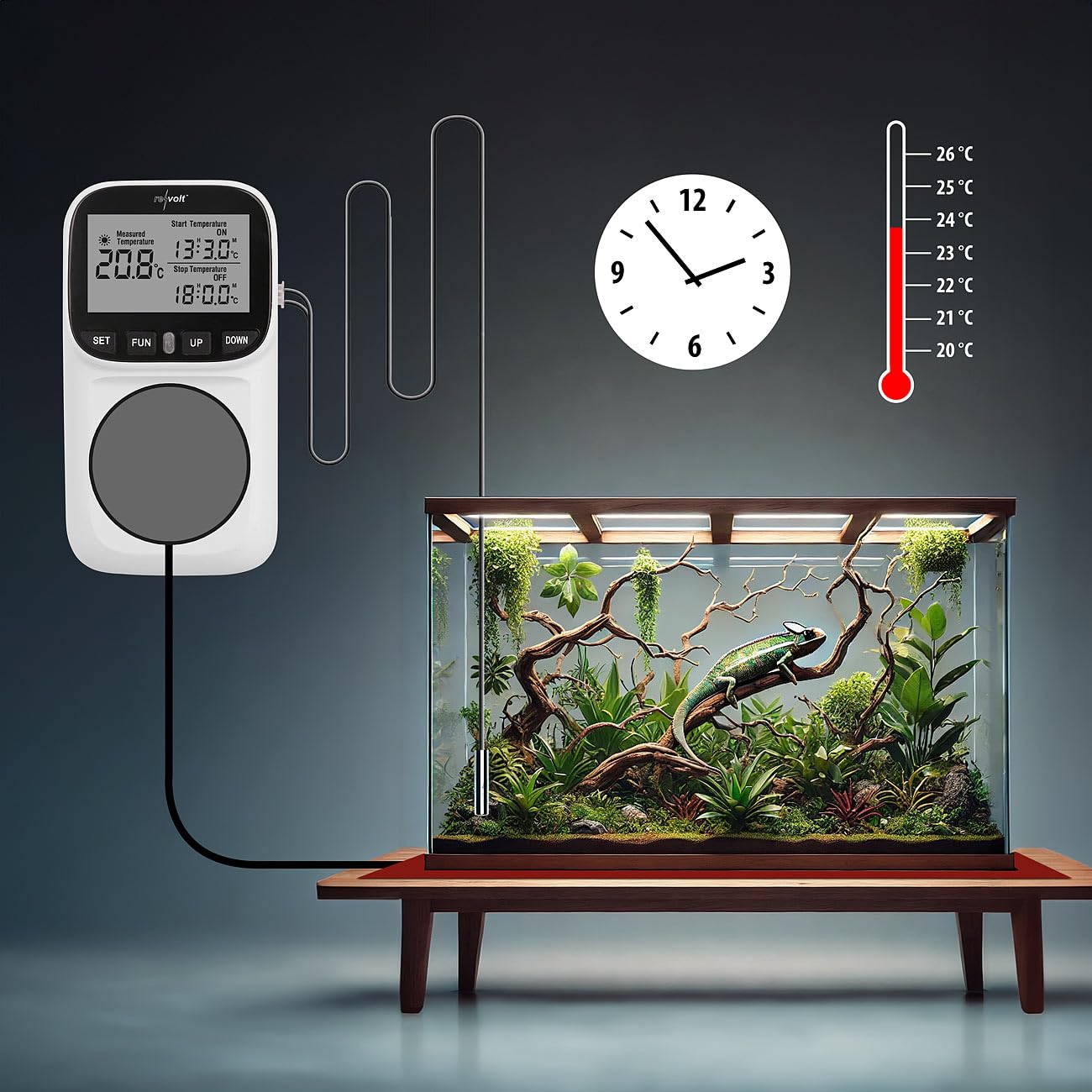 revolt Temperaturregler 230V: 4er-Set Digitale Steckdosen-Thermostate für Heiz & Klimageräte (Zeitschaltuhr Thermostat-Steckdose, Thermostat mit Fernfühler, Heizstrahler)