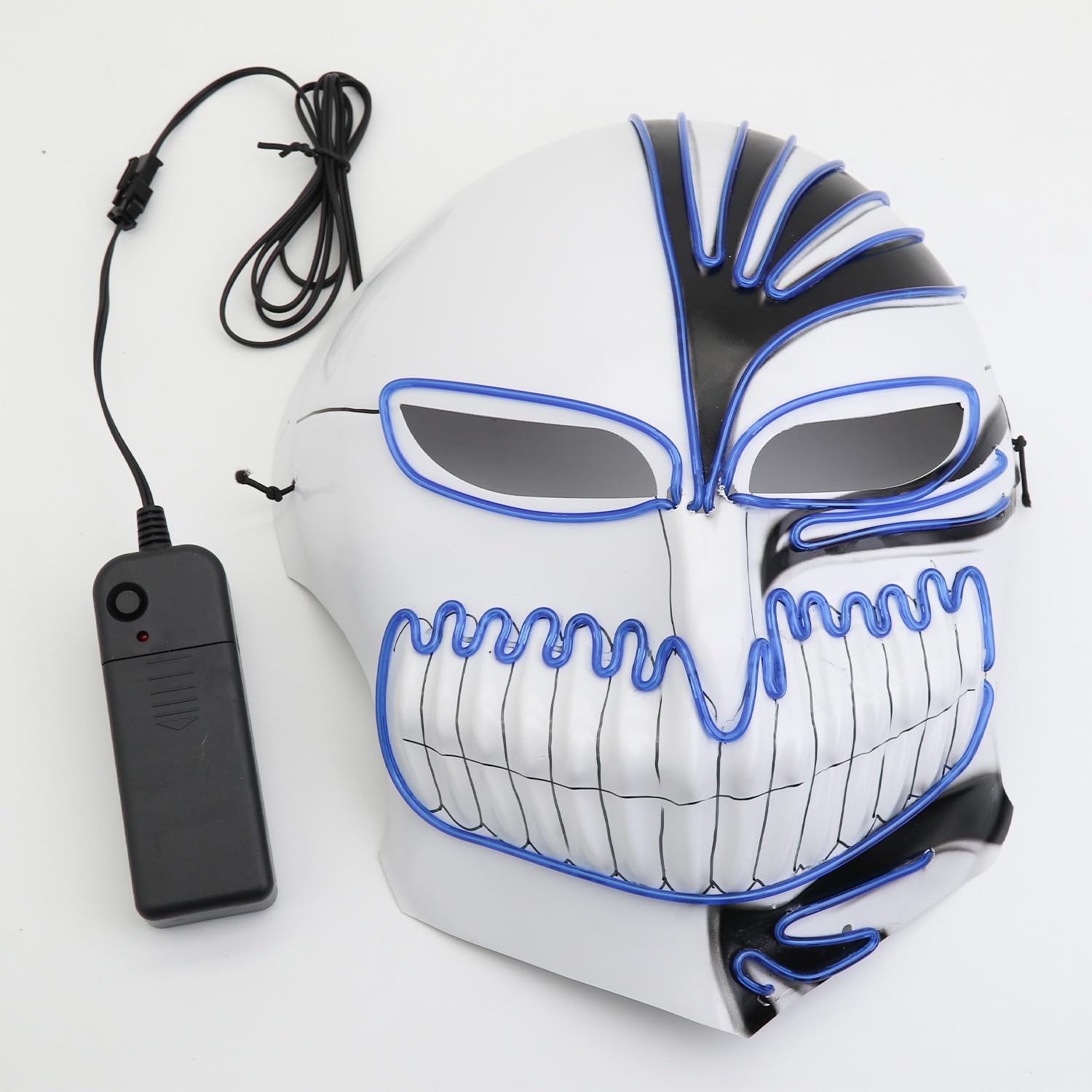 Halloween Mask with LED Lights - Scary Light-Up Mask for Costume Parties Cosplay, Masquerade & Carnival Festivals (white F)