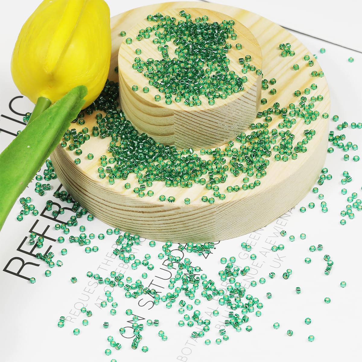 Bulk Seed Beads 110 Grams About 9800pcs, 2mm 12/0 Light Green Glass Craft Beads for Making Earrings Bracelets, Pendants - Image 2