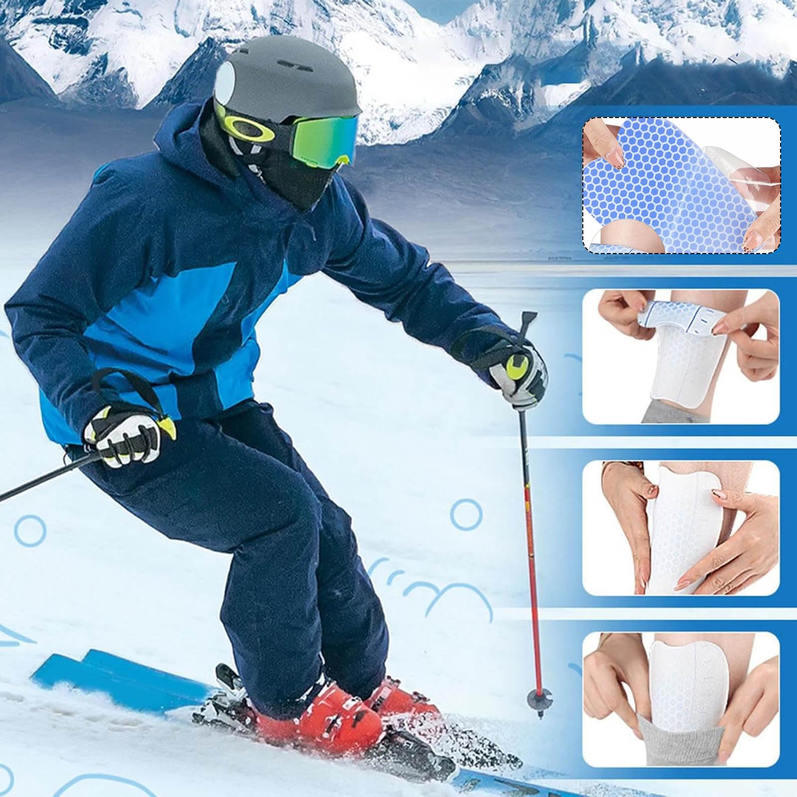 Protège-tibias pour le ski, coussinets en gel pour absorption des chocs, protections réutilisables pour bottes de ski pour adultes, protège-décompression pour snowboard et football