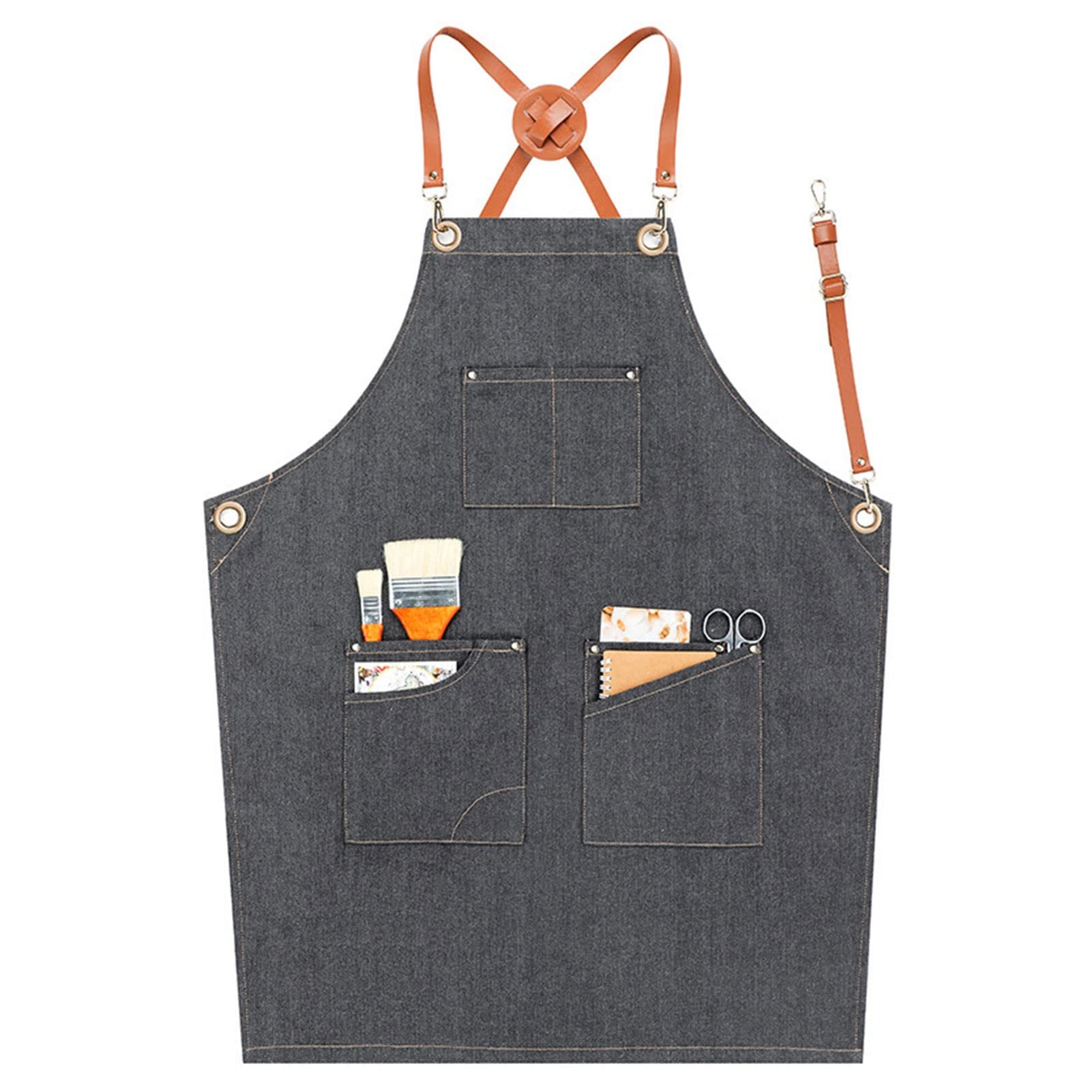 Generico Grembiule Jeans, Grembiule Da Lavoro Multifunzionale Regolabile, Sii ApplicabileFalegname Tatuatore Fabbro Pittore Barista, Design A Tracolla