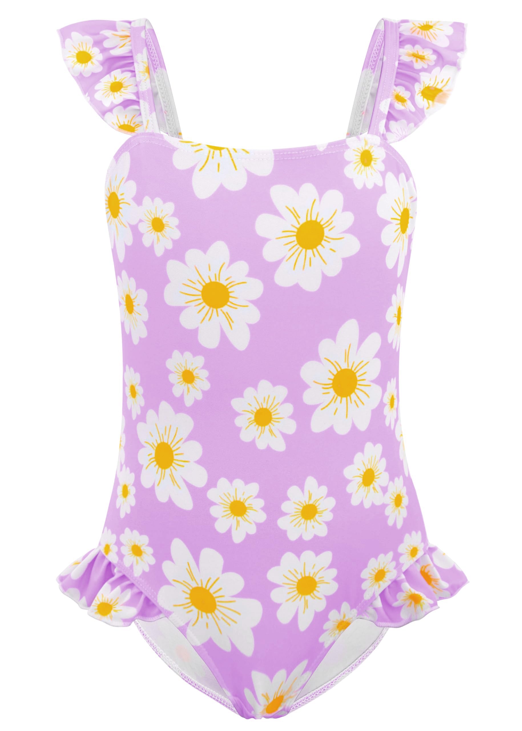 DAXIANG Girls One Piece Ruffle Strap Swimsuit Quick Dry Mermaid Swimwear Beach Sport Bathing Suit for Toddler Kids 4-11 Years