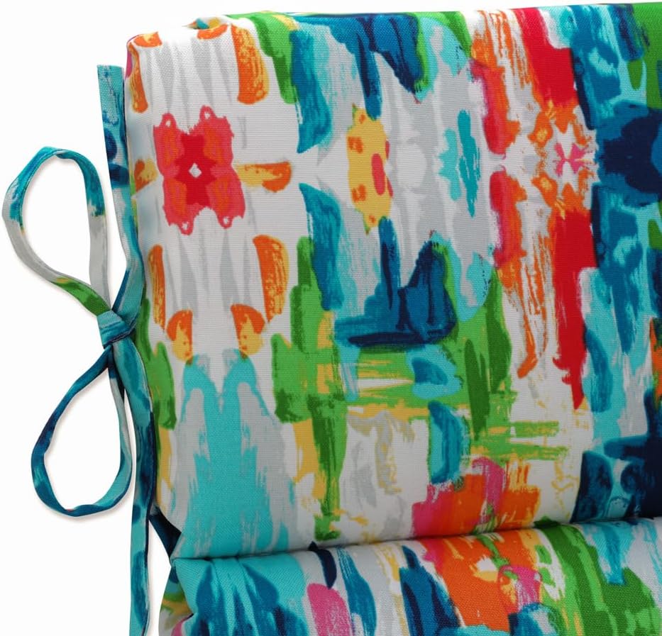 Pillow Perfect Outdoor/Indoor Abstract Reflections Round Corner Chair Cushion, 40.5" x 21", Multicolored