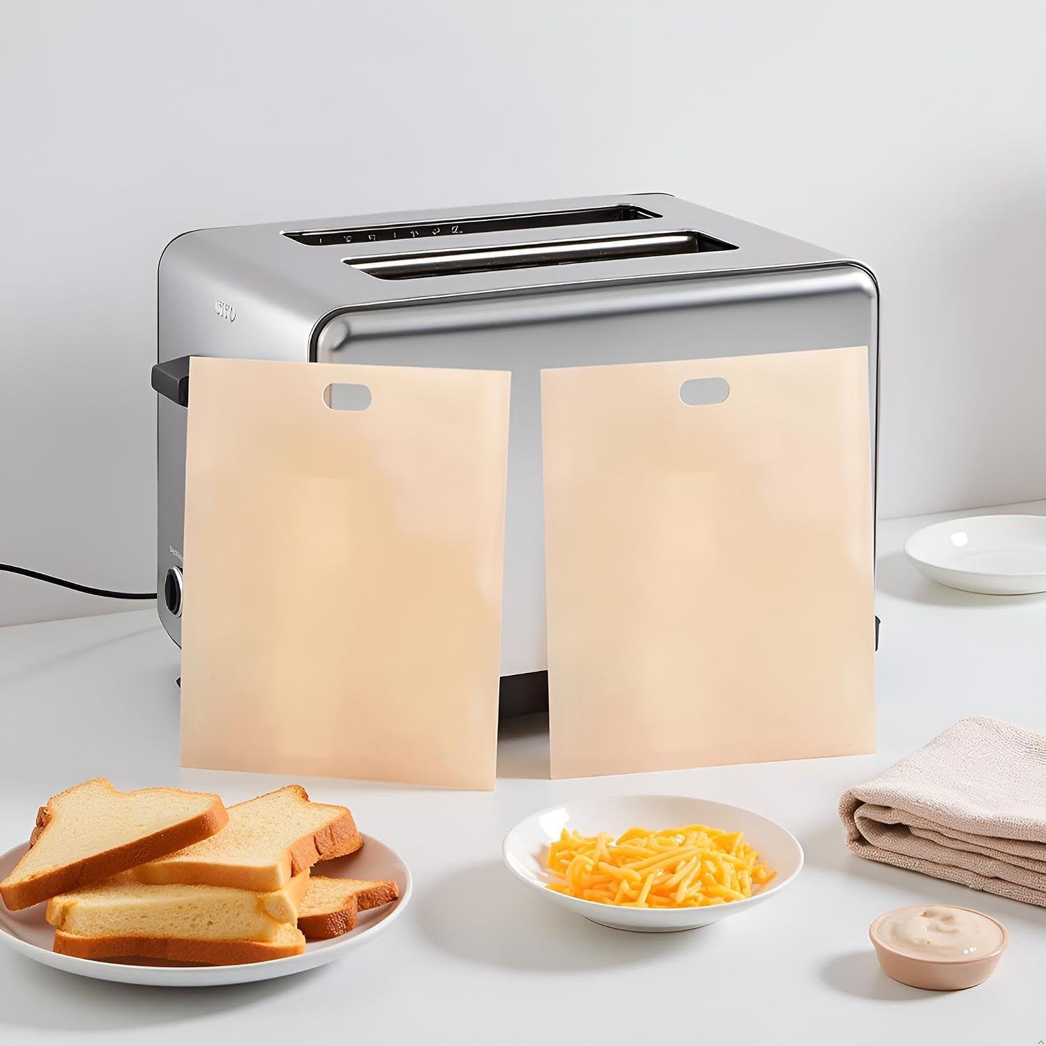 2Pcs Toaster Bags,Grilled Cheese Sandwiches Baked Toast Food Bags,Nonstick Toast Bags for Heat Resistant,Made Easy Reusable Size 16×18cm Comfortable and Environmentally Cookware image 4