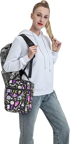 Miniatura 8 de Magic Witchy - Bolsa de almuerzo aislada gótica con asa de hebilla desmontable, lonchera portátil reutilizable para mujeres, hombres y niños