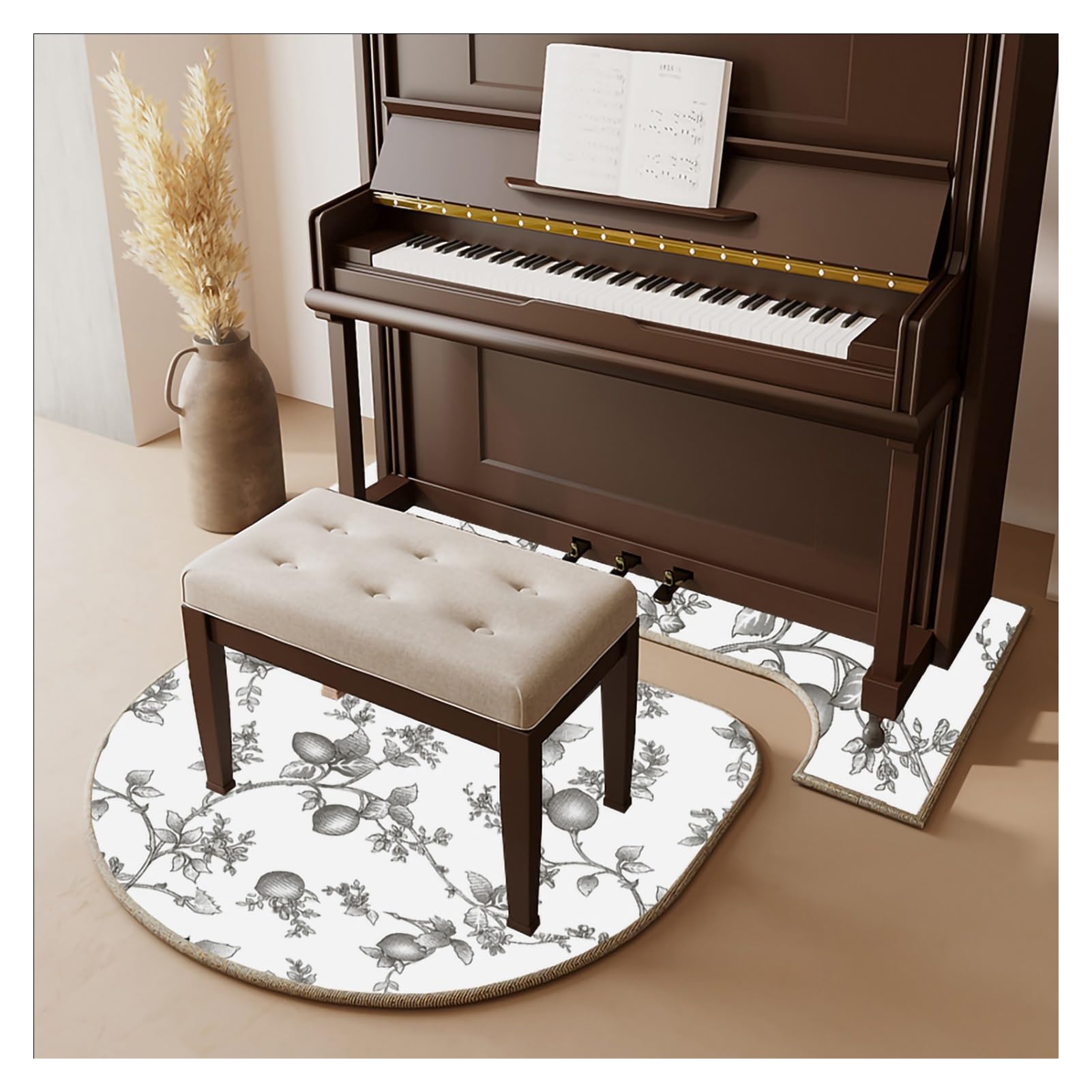ApuaVireo&Co Upright Dywan fortepianowy, dywaniki fortepianowe, antypoślizgowe maty w kształcie litery U na fortepian i krzesła (styl 2,70 x 160 cm)