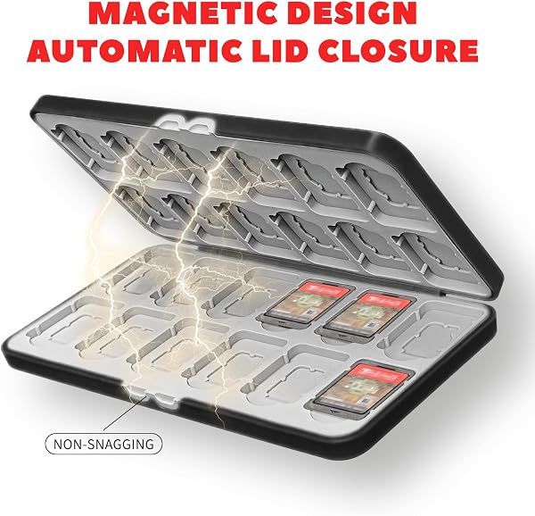 doepeBAE Custodia per Schede di Gioco, Custodie Giochi Switch, Switch Game Card Case, Scatola per Carte con Fodera in Silicone, Con 24 Slot per Cartucce di Gioco e 24 Slot per Schede SD (24I) - 3