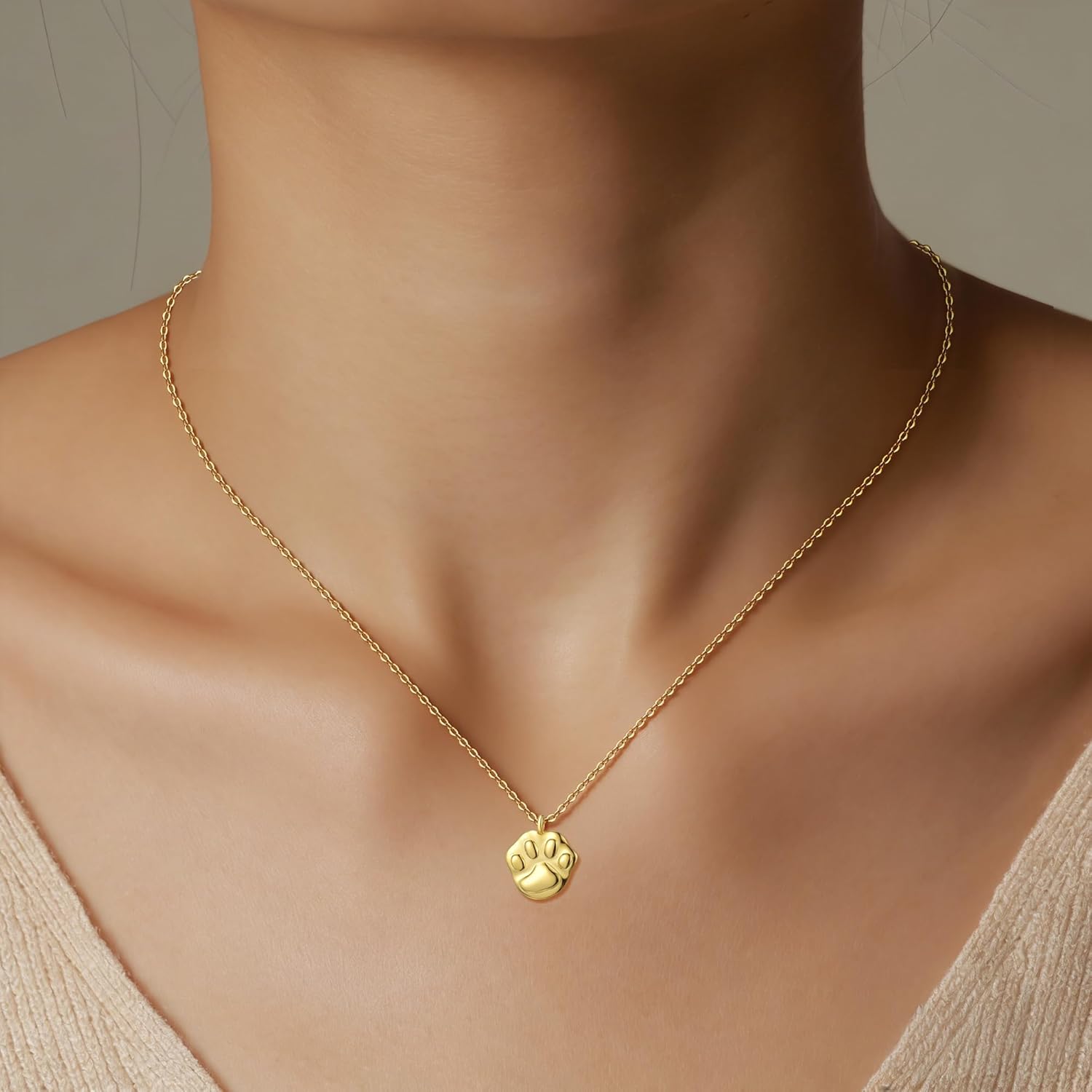 SUYACS 925 Sterling Silver Dog Paw Print Necklaces for Women 14k Gold Plated Cat Puppy Pendant Necklace Cute Dog Passing Memorial Charm Chain Necklace Jewelry Gifts for Friends Sister
