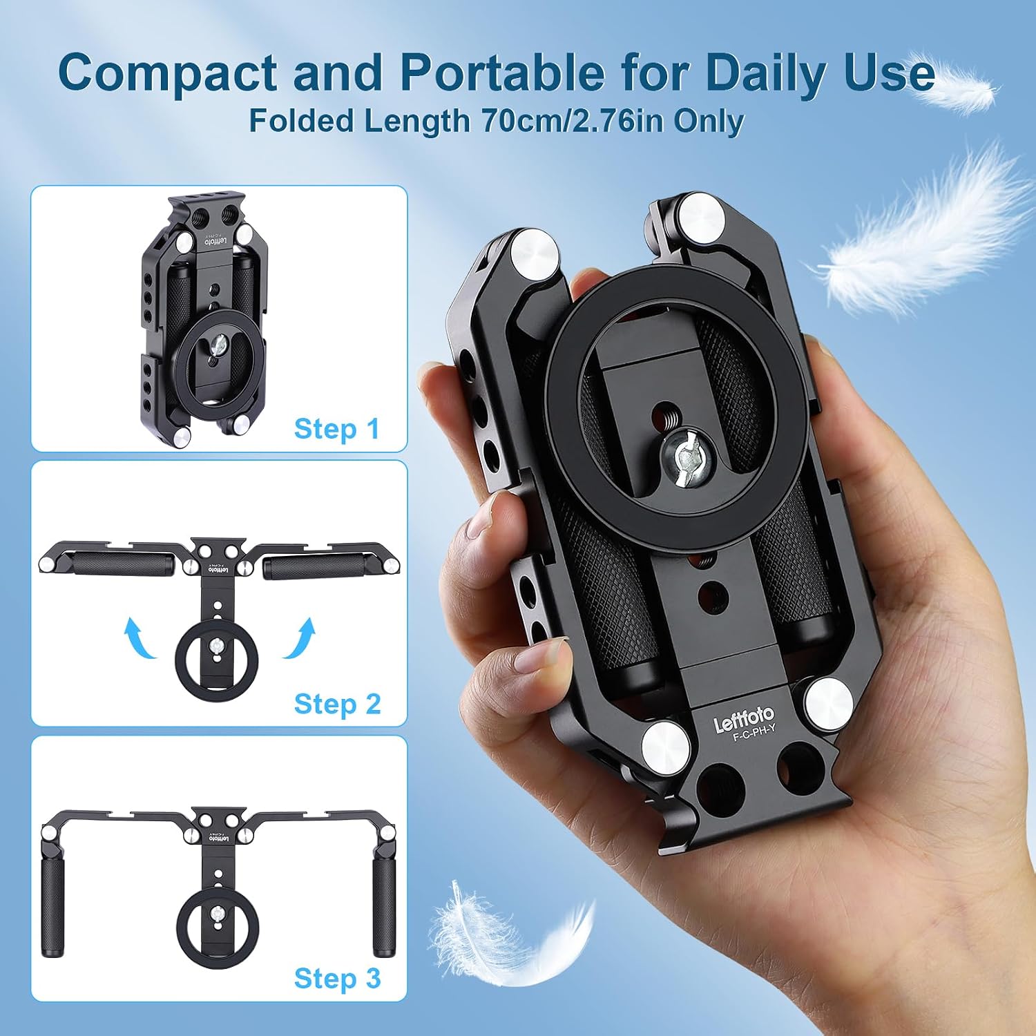 LEFTFOTO Foldable Smartphone Stabilizer Rig Cellphone Video Cage with Dual Handles for iPhone 17 16 15 14 13 for Samsung and Other Android Phones for Vlogging, Filming,Live Streaming