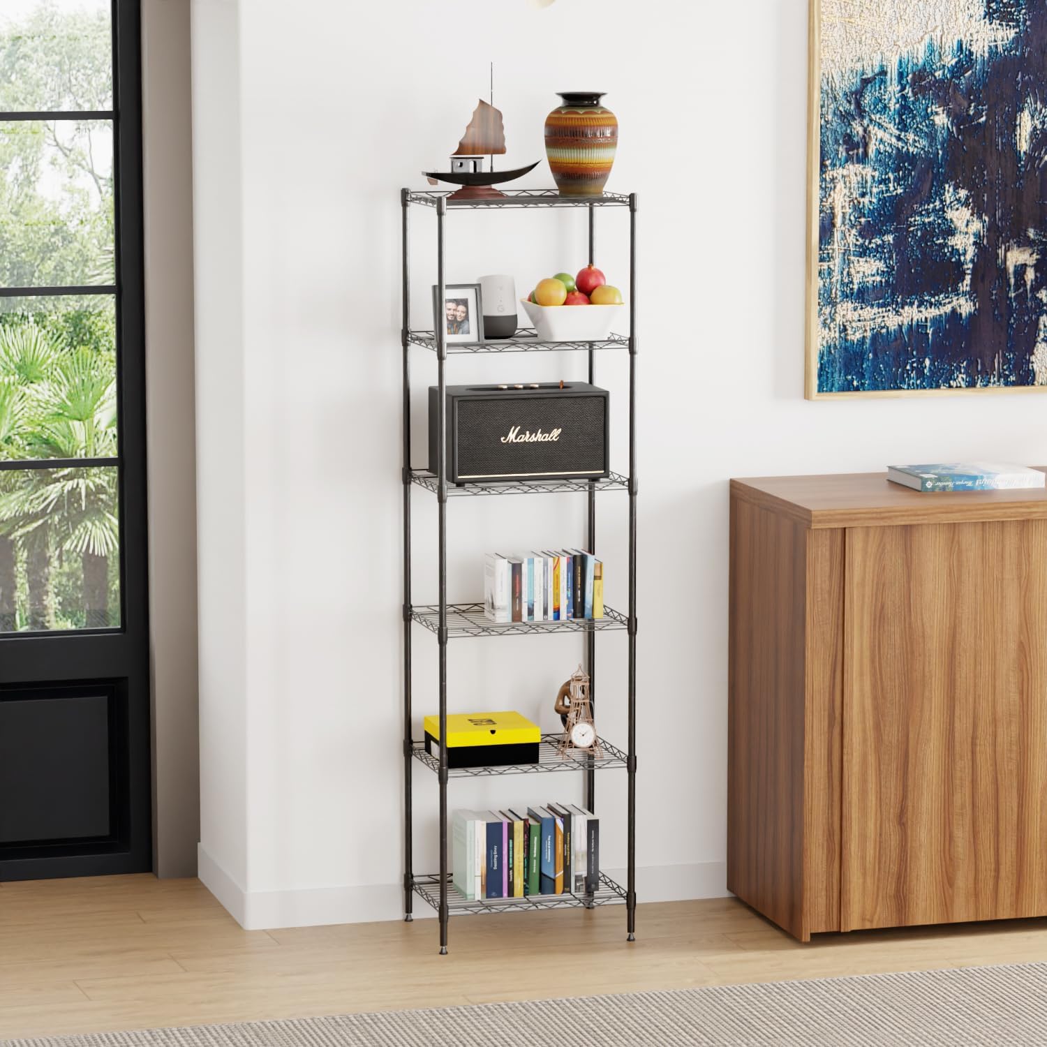 6 Tiers Wire Shelving 12" Dx17 Wx64 H Metal Frame Storage Shelves Easy Setup NSF Certified Storage Shelf Rack Shelf with Leveling Feet for Home Garage Kitchen Pantry, Black - Image 4