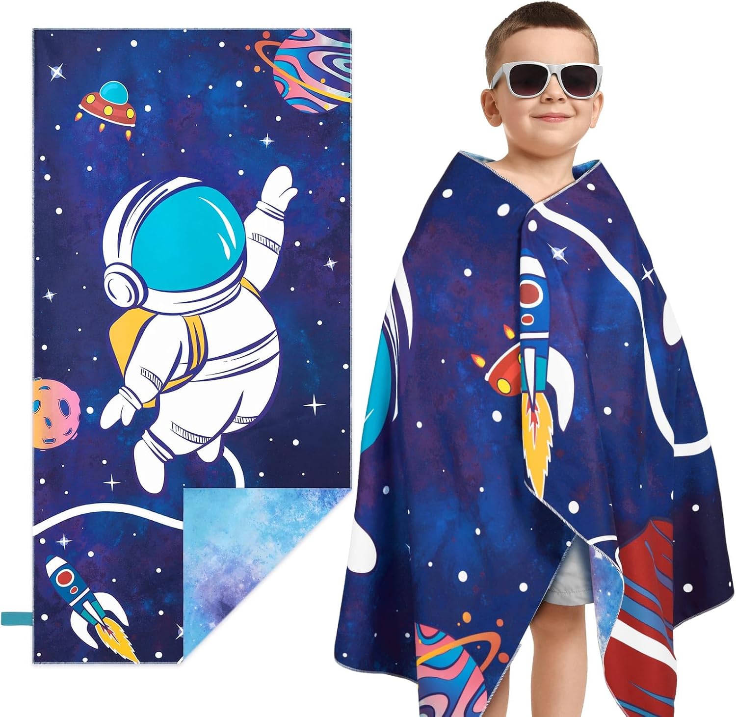 WERNNSAI Mermaid Kids Beach Towel for Girls, 30”x 60” Microfiber Double-Sided Beach Towel for Kids Quick Dry Sand Free Pool Towel Personalized Toddler Beach Towel Travel Swim Camping Towel