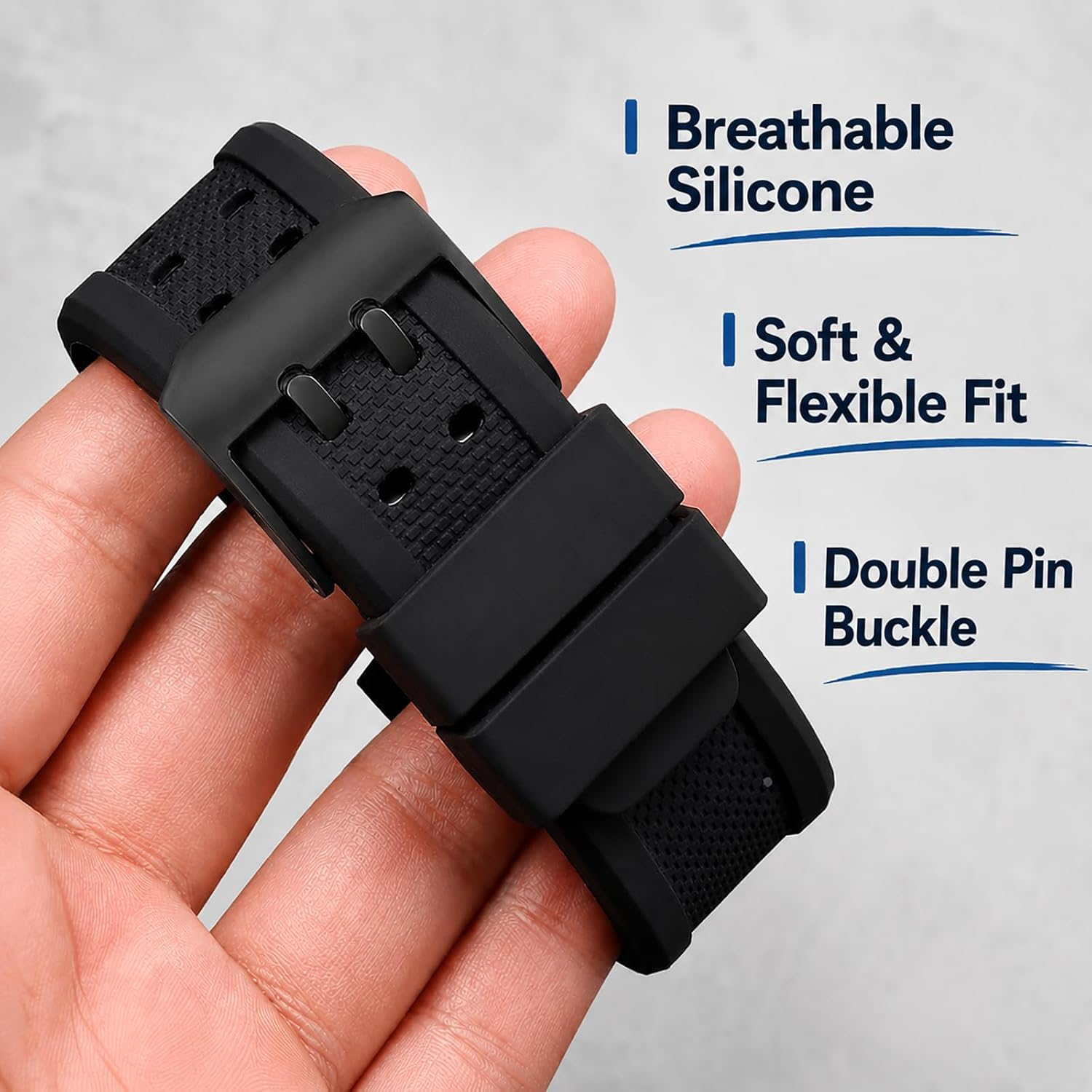 23mm Silicone Replacement Watch Band for Luminox 3050 8800 3950 Series, Waterproof Military-Style Strap