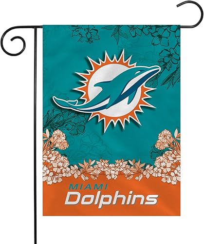 Rico Industries NFL Miami Dolphins Primary - Bandera de jardín de doble cara de 13 x 18 pulgadas